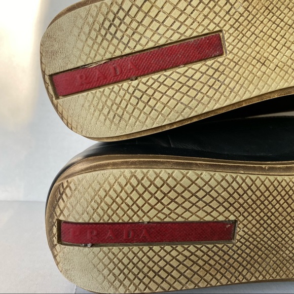 Prada White Black Leather Sneakers - Picture 6 of 13